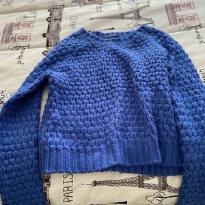 blue fuzzy cropped sweater